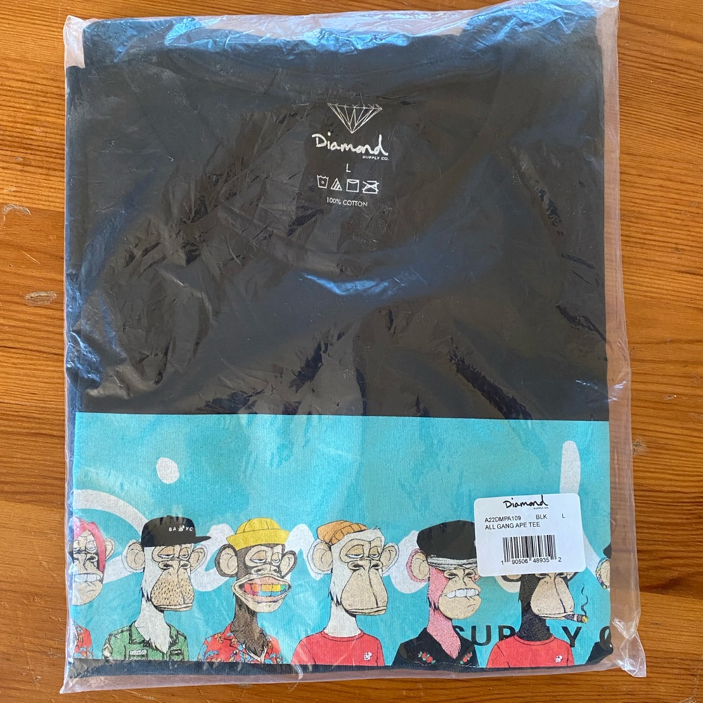 Diamond Supply Co Bored Ape Yacht Club Black T Shirt Size Large